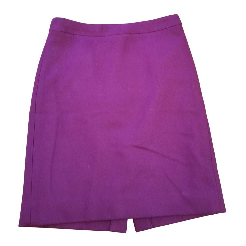 J Crew 2 Purple Wool Pencil Skirt Back Slit No Pockets Twee Academia Career Offi